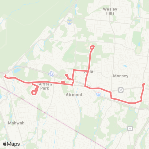 Transport of Rockland Suffern / Chestnut St to Spring Valley map