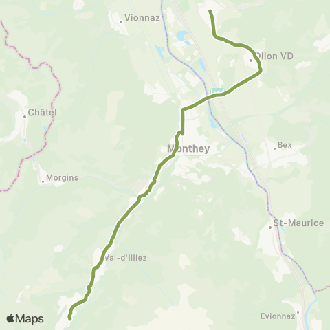 Transports Publics du Chablais Champéry - Aigle map