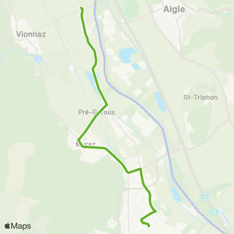 Transports Publics du Chablais Muraz (Collombey), Millière - Monthey, Gare Cff map