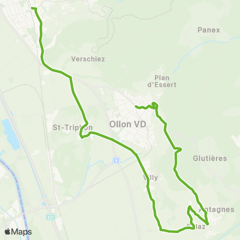 Transports Publics du Chablais Ollon Vd, Gare - Ollon Vd, Gare map
