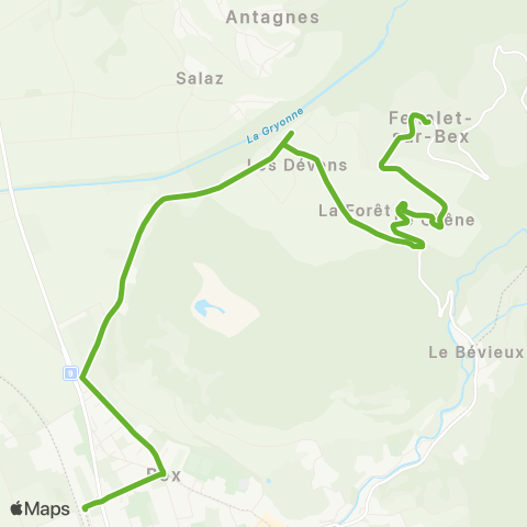 Transports Publics du Chablais Les Plans-Sur-Bex, Village - Bex, Place De La Gare map