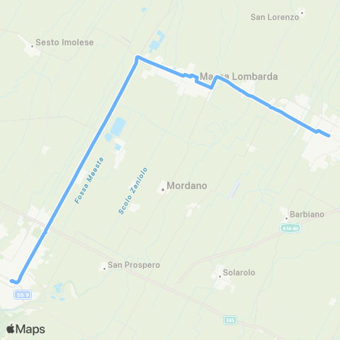 Tper BO Imola - Fruges - Massalombarda - Lugo map