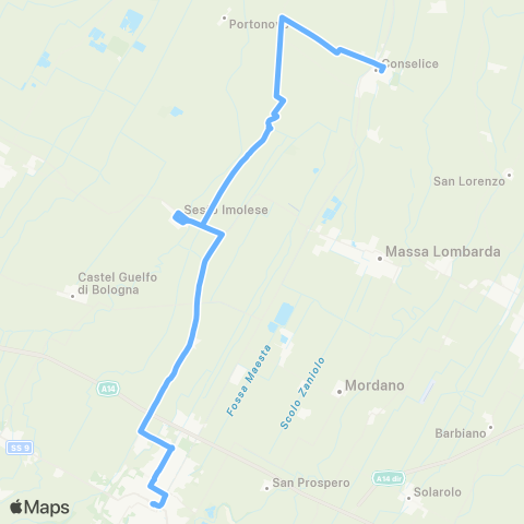 Tper BO Imola - Sasso Morelli - Sesto Imolese - Conselice map