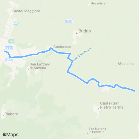 Tper BO Bologna - Prunaro - Ponte Rizzoli - Gaiana - Castel Guelfo map