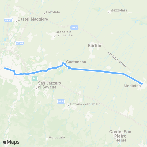 Tper BO Serale (Sabato)_Bologna - Castenaso - Medicina map