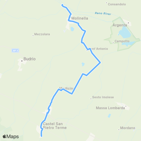 Tper BO Imola - Castel San Pietro - Medicina - Villa Fontana / Molinella - Alberino map