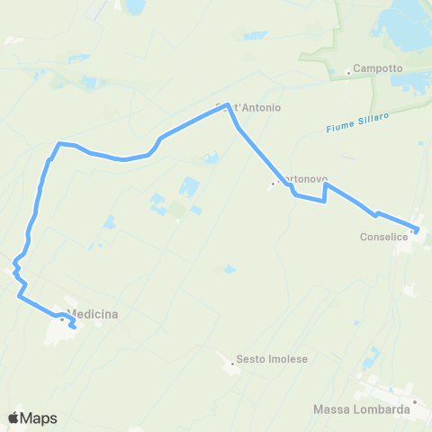 Tper BO Medicina - Sant'Antonio - Portonovo - Conselice map