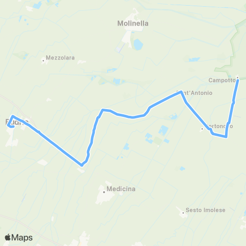 Tper BO Bologna - Castenaso - Budrio - Sant'Antonio - Campotto map