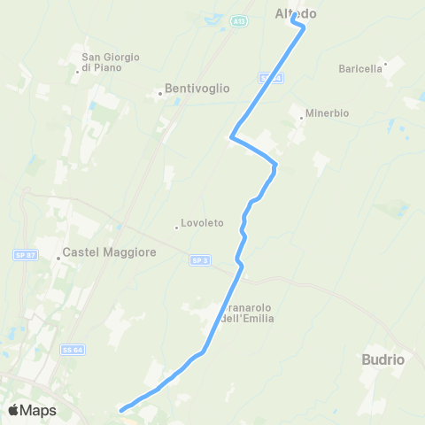 Tper BO Menarini - Granarolo - (Cadriano) - Altedo map