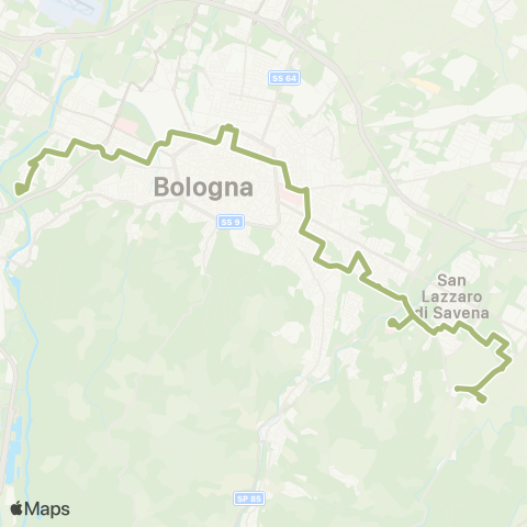 Tper BO Centro Sportivo Barca - Stazione Centrale - Ospedale Sant'Orsola - Ospedale Bellaria - (San Camillo) map