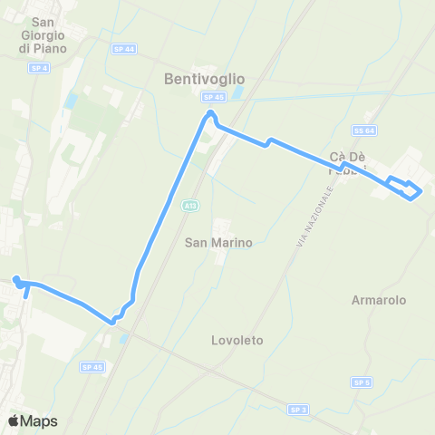 Tper BO Funo - Z.I. Bentivoglio - Z.I. Ca'  de Fabbri map