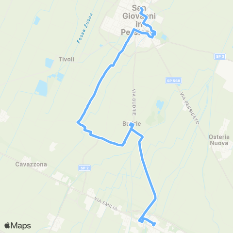 Tper BO Prontobus Anzola dell'Emilia - Budrie - San Giovanni in Persiceto map