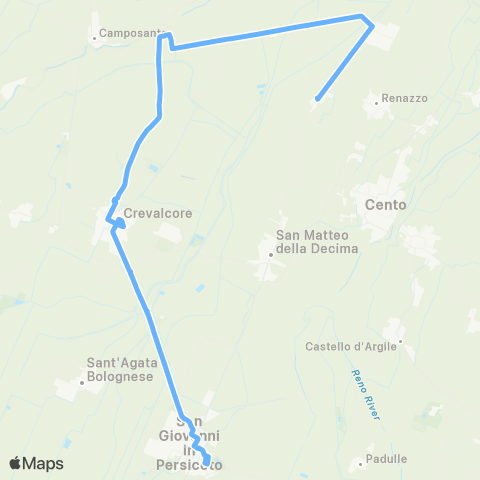 Tper BO Prontobus Bevilacqua - Palata Pepoli - Crevalcore - San Giovanni in Persiceto Ospedale map