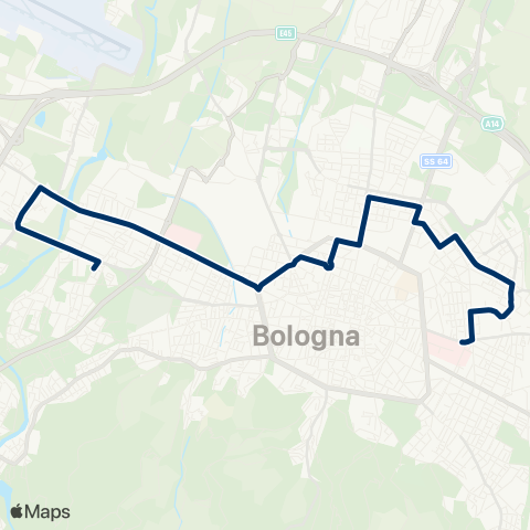 Tper BO Notturno Feriale Circolare_Battindarno - Stazione Centrale - Ospedale Sant'Orsola map