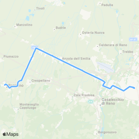 Tper BO Bologna - Anzola dell'Emilia - Calcara - Bazzano map