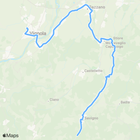 Tper BO Vignola - Bazzano - Monteveglio - Fagnano - Savigno map