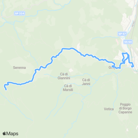 Tper BO Porretta Terme - (Le Croci) - Castelluccio - Pennola map