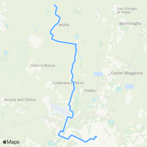 Tper BO Bologna Stazione Centrale - Lippo - Longara - Padulle - Bagno di Piano map