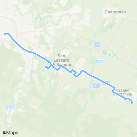 Tper BO Bologna Piazza Cavour - Ospedale Bellaria - San Lazzaro di Savena - San Camillo / Ozzano dell'Emilia (Facolta di Veterinaria) map