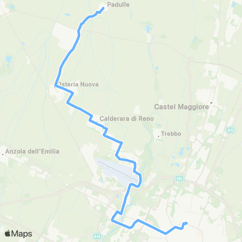 Tper BO Bologna Stazione Centrale - Lippo - Calderara di Reno - Osteria Nuova - Sala Bolognese - Padulle map