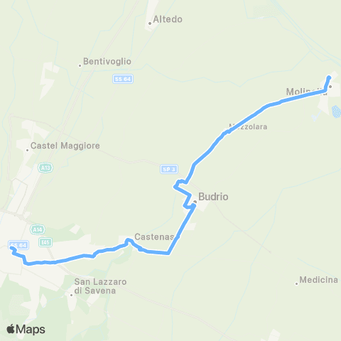 Tper BO Sostitutivo FBP Bologna - Budrio - Molinella - Portomaggiore map