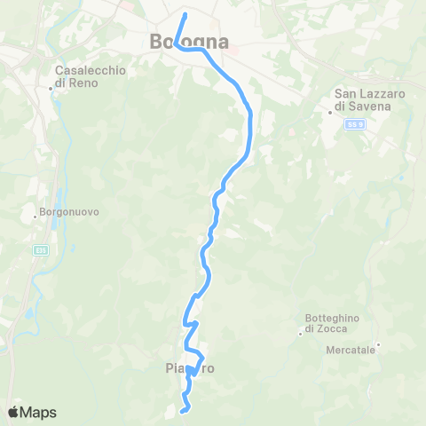 Tper BO Bologna Piazza Cavour - Rastignano - Carteria di Sesto - Pianoro map