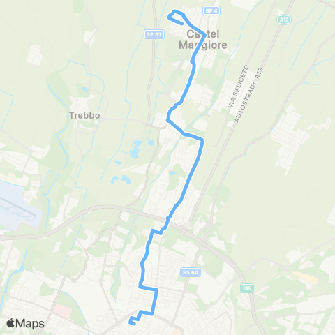 Tper BO Bologna Piazza dei Martiri - Castel Maggiore Neruda map