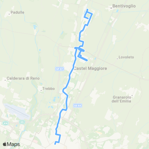 Tper BO Bologna - Funo - Centergross - Interporto - (Bentivoglio - Saletto) map