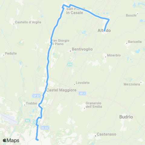 Tper BO Bologna - San Giorgio di Piano - San Pietro in Casale - Altedo map