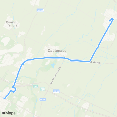 Tper BO Budrio Stazione - Villanova - San Lazzaro Municipio map