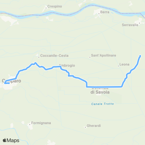 Tper FE Le Contane-Iolanda-Ambrogio-Copparo-Ferrara map