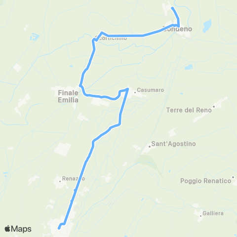 Tper FE Cento-Finale (via Pilastrello)-Buonacompra-Casumaro / Finale-Bondeno (via Scortichino map