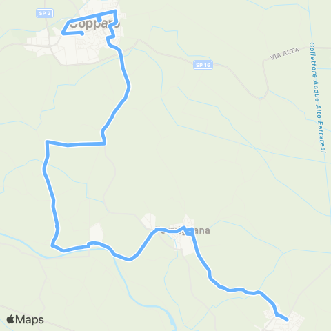 Tper FE Taxibus Copparo Linea A map