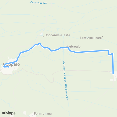 Tper FE Taxibus Copparo Linea B map