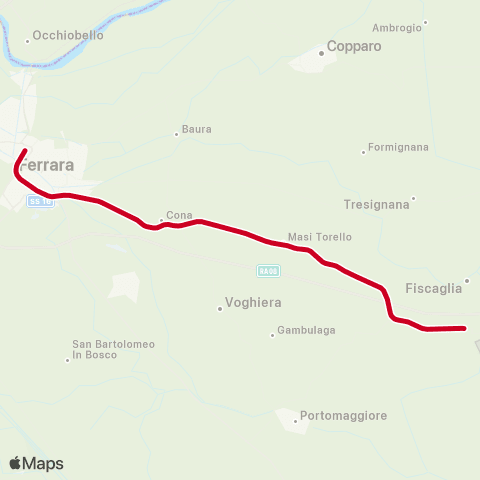 Tper FE Ferrovia Codigoro Ferrara map