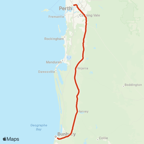 Transwa Australind map
