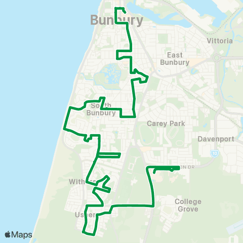 TransBunbury Bunbury - Health Campus map
