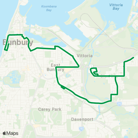 TransBunbury Bunbury - Eaton map