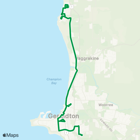 TransGeraldton Geraldton - Crummond Cove map