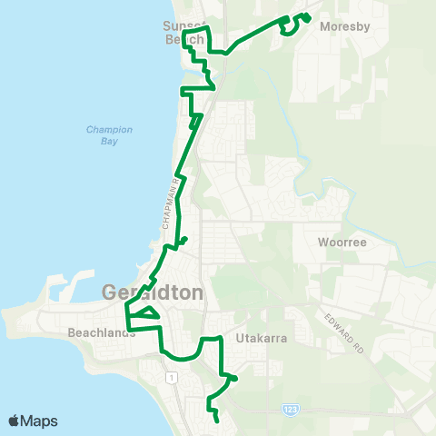 TransGeraldton Geraldton - Forrester Park map