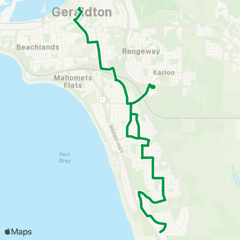 TransGeraldton Geralton - Wandina map