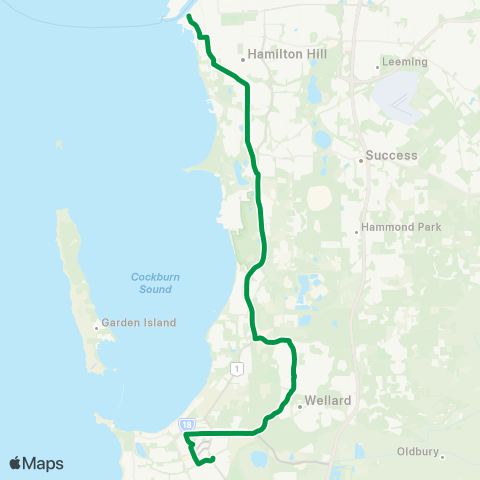 Transperth Fremantle - Rockingham map