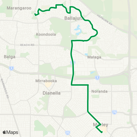 Transperth Perth - Alexander Heights map