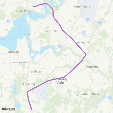 Transperth Thornlie-Cockburn map