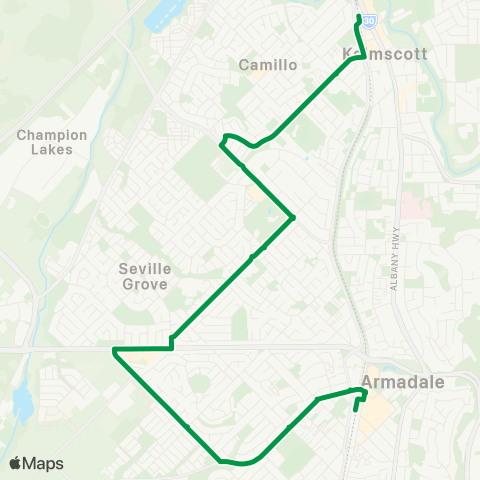 Transperth Kelmscott - Armadale map