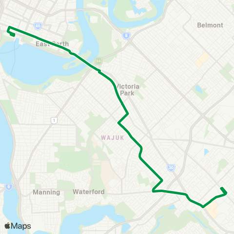 Transperth Elizabeth Qy - Bentley map