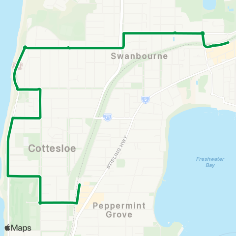 Transperth Perth - Cottesloe map