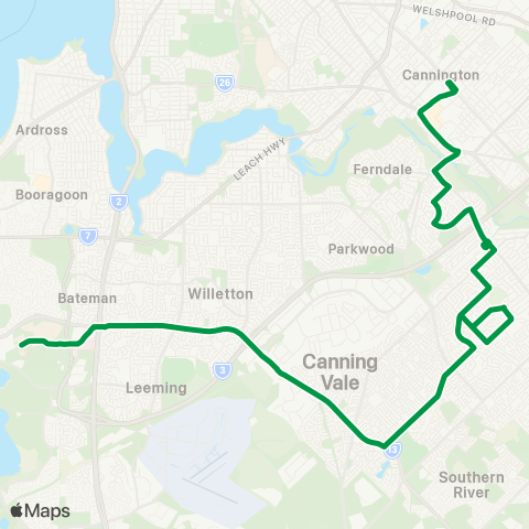 Transperth Murdoch - Cannington map