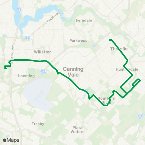 Transperth Murdoch - Thornlie map