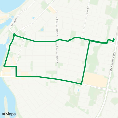Transperth Mandurah Loop Clockwise map